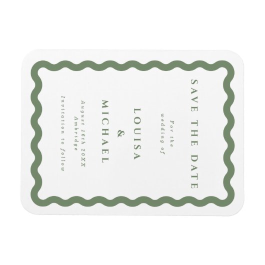 Groen en wit Lijst Weddenschap Bespaar de Datum Magneet (Horizontaal)