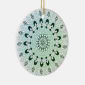 Groen en Wit Mandala Bloem Ontwerp Keramisch Ornament (Rechts)