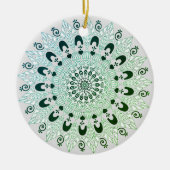 Groen en Wit Mandala Bloem Ontwerp Keramisch Ornament (Voorkant)