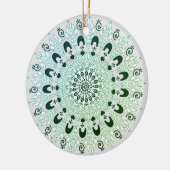 Groen en Wit Mandala Bloem Ontwerp Keramisch Ornament (Links)