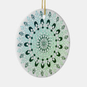 Groen en wit mandala bloemontwerp keramisch ornament (Rechts)