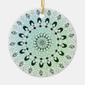 Groen en wit mandala bloemontwerp keramisch ornament (Voorkant)