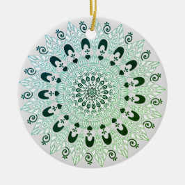 Groen en wit mandala bloemontwerp keramisch ornament