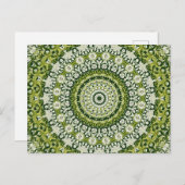 Groen en Wit Mandala Patroon Ontwerp Briefkaart (Voorkant / Achterkant)