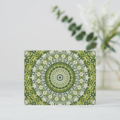 Groen en Wit Mandala Patroonontwerp Briefkaart (Staand voorkant)