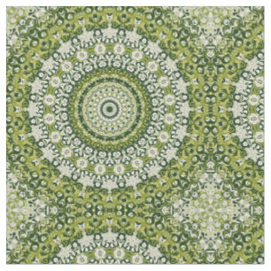 Groen en Wit Mandala Patroonontwerp Stof