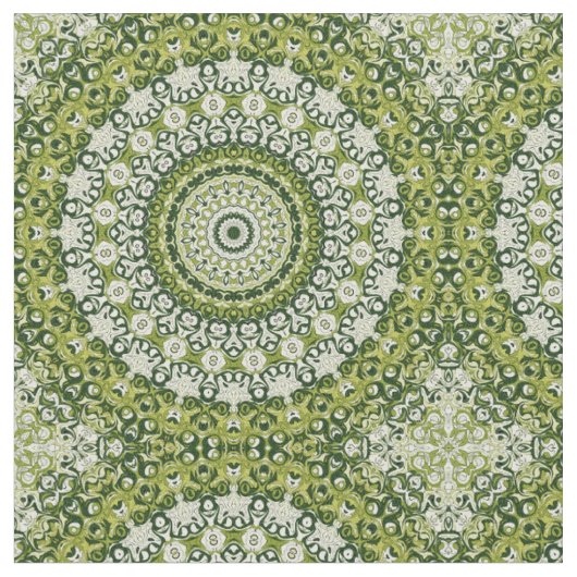 Groen en Wit Mandala Patroonontwerp Stof (Close Up)