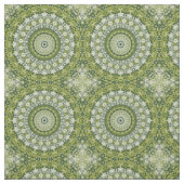 Groen en Wit Mandala Patroonontwerp Stof (Swatch)