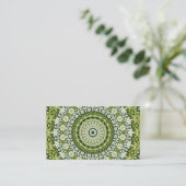 Groen en Wit Mandala Patroonontwerp Visitekaartje (Staand voorkant)