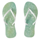 Groen en Wit Marmer Wervelend Abstract Teenslippers (Voetbed)