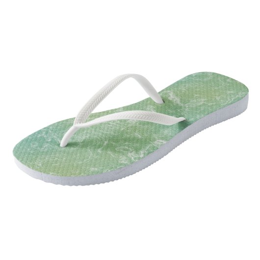 Groen en Wit Marmeren Swirl Abstract Teenslippers (Schuin)