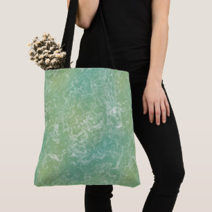 Groen en Wit Marmeren Swirl Abstract Tote Bag