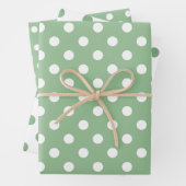 Groen en Wit Matching Polka Dot Pattern Inpakpapier Vel (In situ)