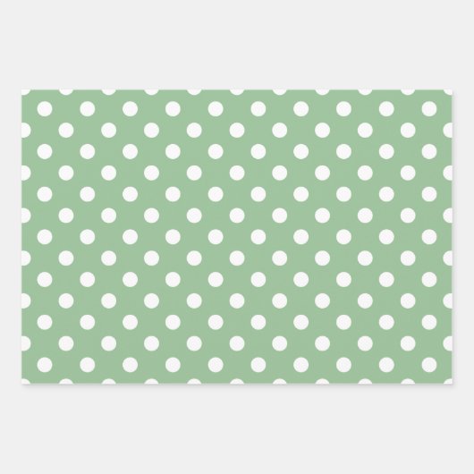 Groen en Wit Matching Polka Dot Pattern Inpakpapier Vel (Voorkant)