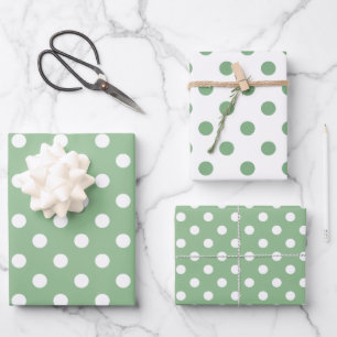 Groen en Wit Matching Polka Dot Pattern Inpakpapier Vel