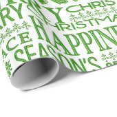 Groen en Wit Meertalig Vrolijk Kerstfeest Cadeaupapier (Rol Hoek)