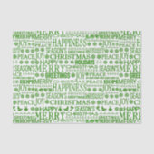 Groen en Wit Meertalig Vrolijk Kerstfeest Tissuepapier (Voorkant)