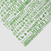 Groen en Wit Meertalig Vrolijk Kerstfeest Tissuepapier (Detail)