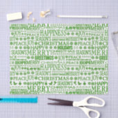 Groen en Wit Meertalig Vrolijk Kerstfeest Tissuepapier (Craft)