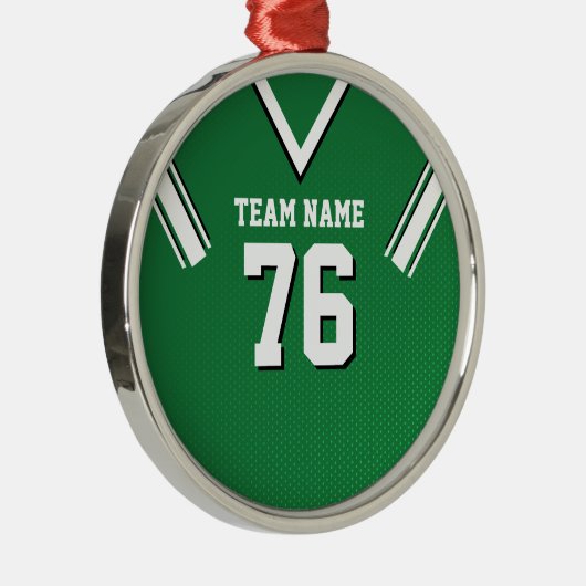 Groen en wit met zwart Football Metalen Ornament (Rechts)