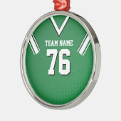 Groen en wit met zwart Football Metalen Ornament (Links)