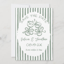 Groen en Wit Modern Foto Huwelijk Save The Date