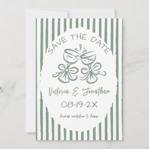 Groen en Wit Modern Foto Huwelijk Save The Date