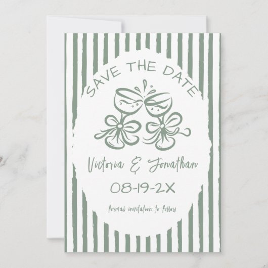 Groen en Wit Modern Foto Huwelijk Save The Date (Voorkant)
