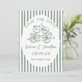 Groen en Wit Modern Foto Huwelijk Save The Date (Staand voorkant)