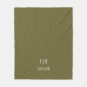 Groen en wit modern monogram elegant fleece deken