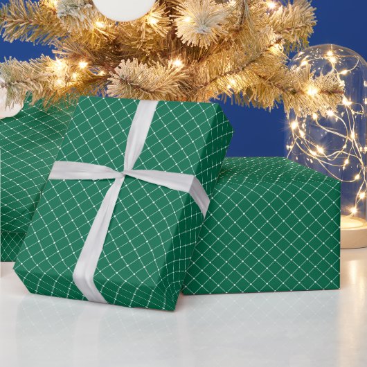 Groen en Wit Modern Plaid Kerstmis Cadeaupapier (Feestdagen)
