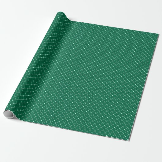 Groen en Wit Modern Plaid Kerstmis Cadeaupapier (Uitgerold)
