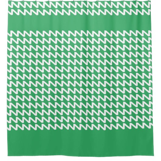 Groen en wit Modern Sharp Waves Douchegordijn (Voorkant)