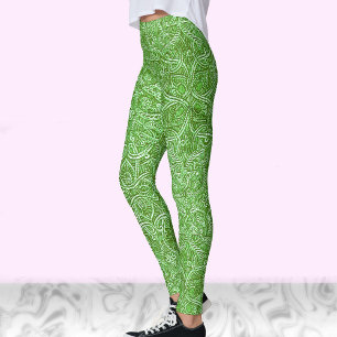 Groen en wit modern stijlvol trendy patroon leggings