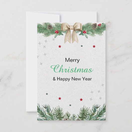 Groen en Wit Modern Vrolijk Kerstfeest Kaart (Voorkant)