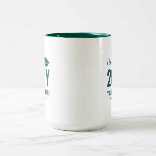 Groen en wit | Moderne Afstuderen Cadeauverpakking Tweekleurige Koffiemok (Center)