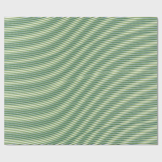 Groen en wit Moiré Stripes - Trippy Abstract Cadeaupapier (Vlak)