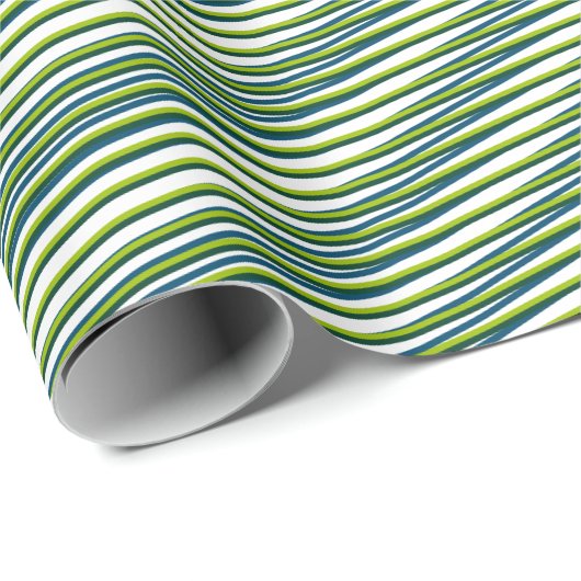 Groen en wit Moiré Stripes - Trippy Abstract Cadeaupapier (Rol Hoek)