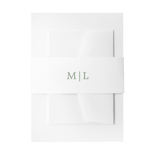 Groen en Wit Monogram Eenvoudige Trouw Uitnodigingen Wikkel (Voorkant Voorbeeld)