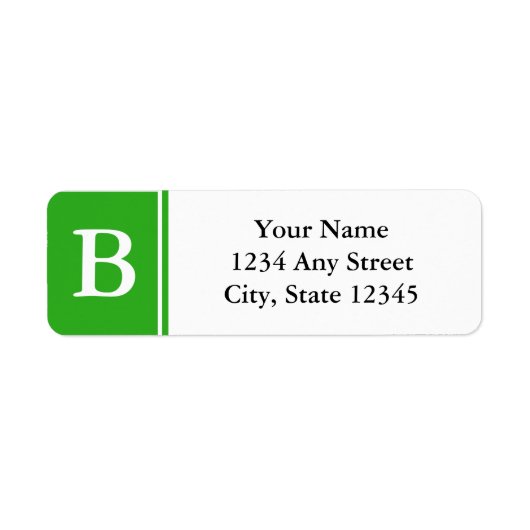 Groen en Wit Monogrammed Terugkeeradresetiketten Etiket (Voorkant)