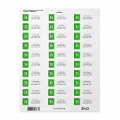Groen en Wit Monogrammed Terugkeeradresetiketten Etiket (Full Sheet)