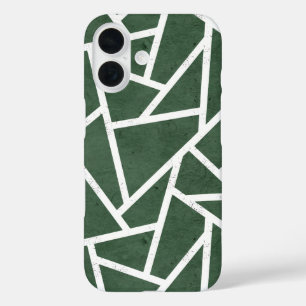 Groen en wit mozaïekpatroon iPhone 16 hoesje