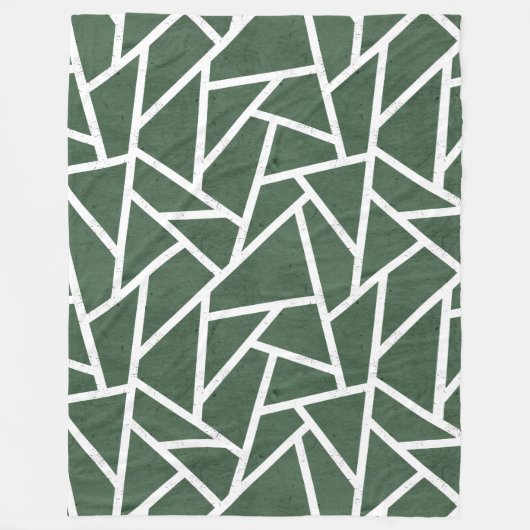 Groen en wit mozaïekpatroon fleece deken (Voorkant)