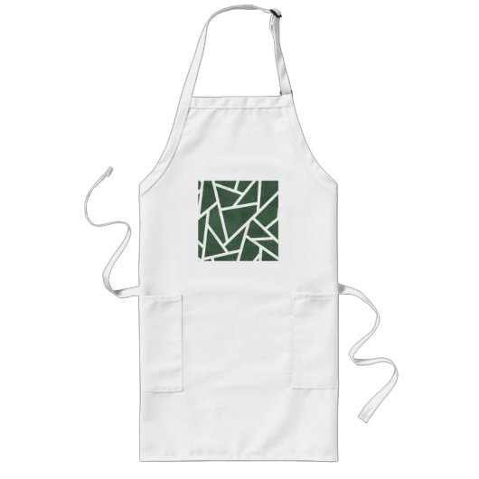 Groen en wit mozaïekpatroon lang schort (Voorkant)