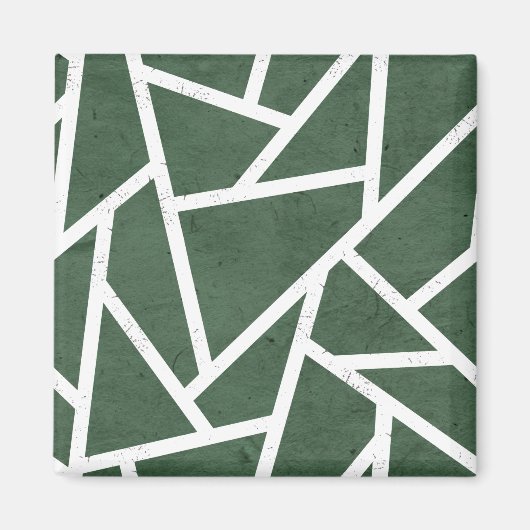 Groen en wit mozaïekpatroon magneet (Voorkant)