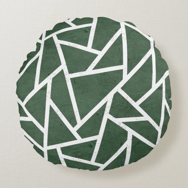 Groen en wit mozaïekpatroon rond kussen (Voorkant)