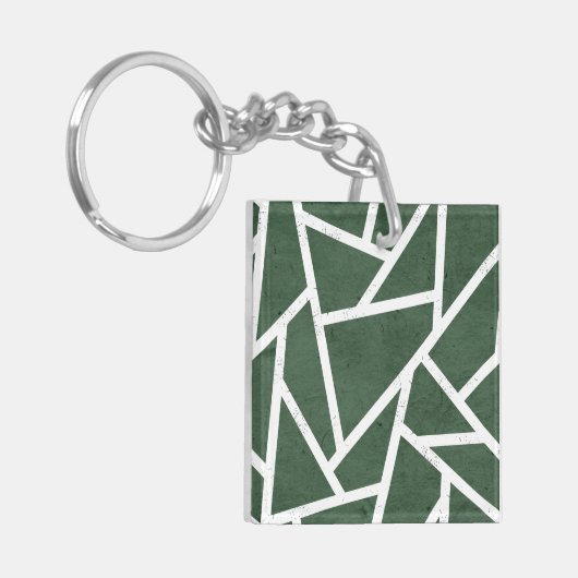 Groen en wit mozaïekpatroon sleutelhanger (Voorkant Links)