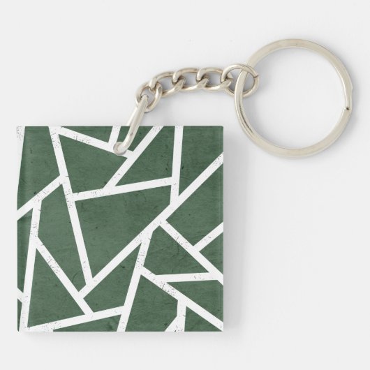 Groen en wit mozaïekpatroon sleutelhanger (Achterkant)