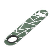 Groen en wit mozaïekpatroon speed flessenopener (Voorkant Gekanteld)