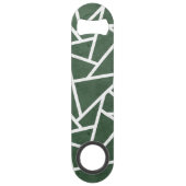 Groen en wit mozaïekpatroon speed flessenopener (Achterkant)